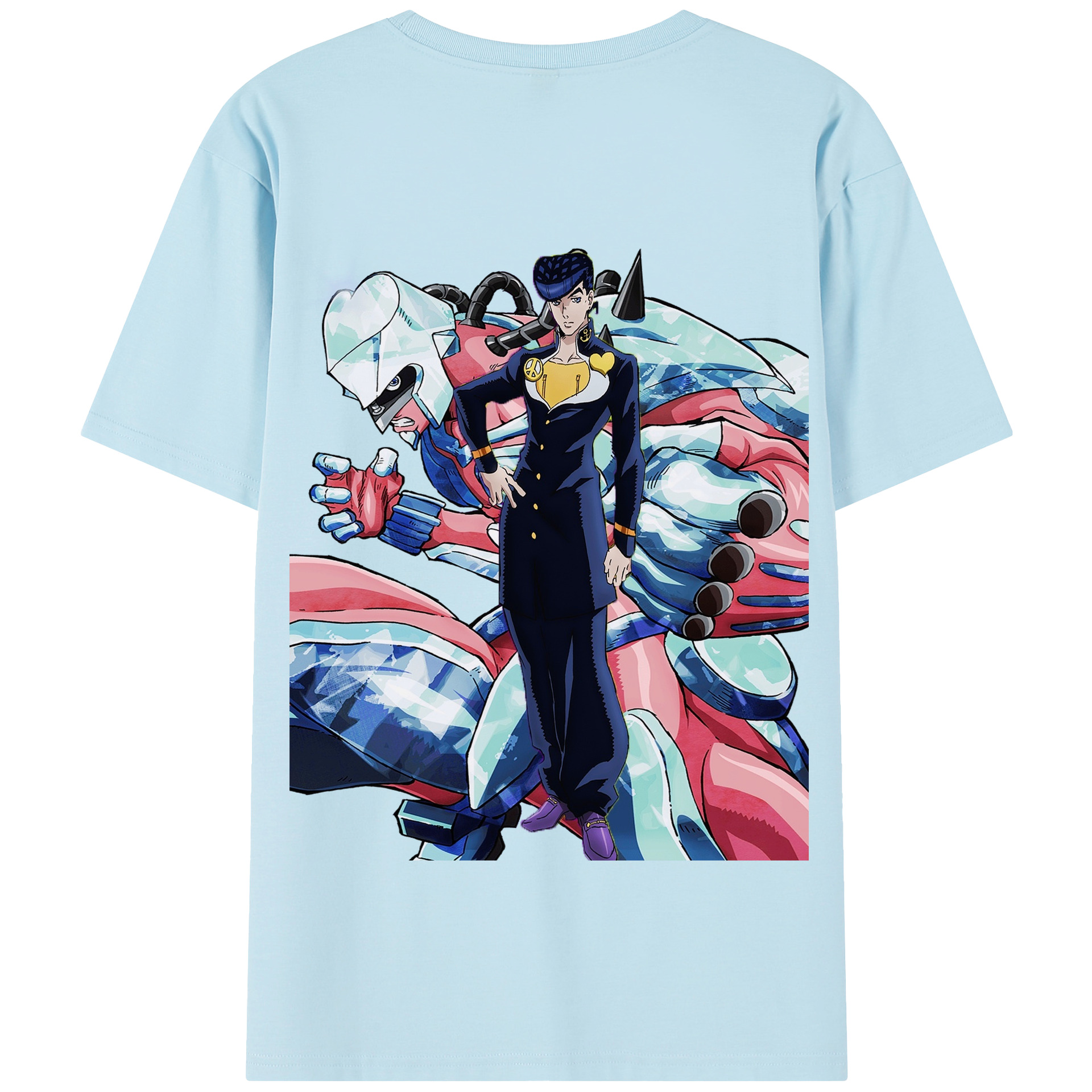 （画像用） ジョジョの奇妙な冒険 ひがしかた じょうすけ JoJo's Bizarre Adventure Higashikata Josuke 綿100％半袖Tシャツ（背面プリント）